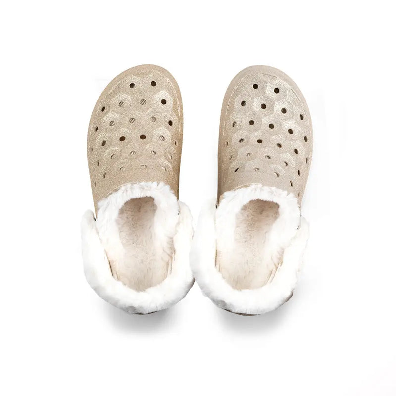 Chargez l&#39;image dans la visionneuse de la galerie, Clog doublé Varsity - Trendsetter Gold Glitter/Naturel - Clog
