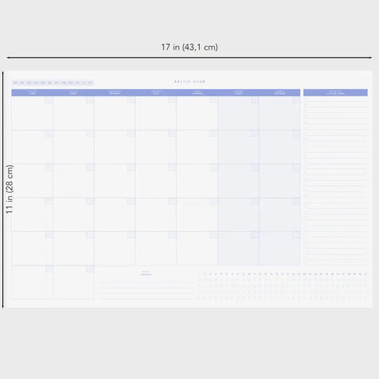 Agenda mural ou de bureau mensuel - Pervenche - 50% de réduction - Baltic Club - Papeterie