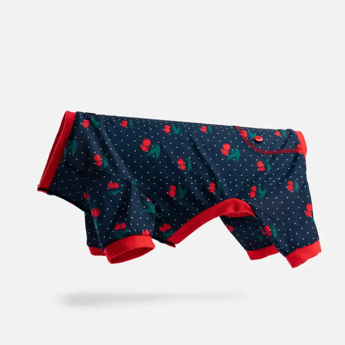 Pyjamas bleu avec cerise pour chien - 50% de réduction - Boutique Animo - Pyjamas pour chien