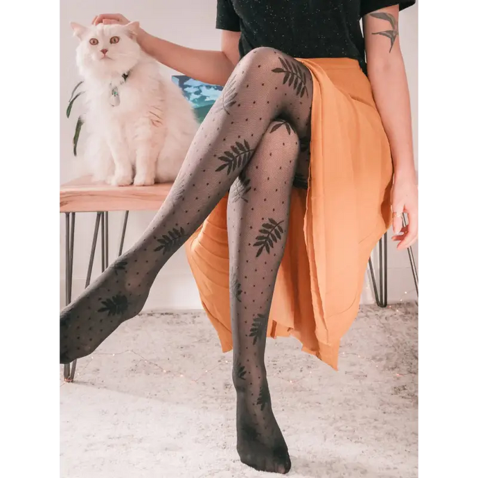 Sheer Foliage Polka Dot Tights