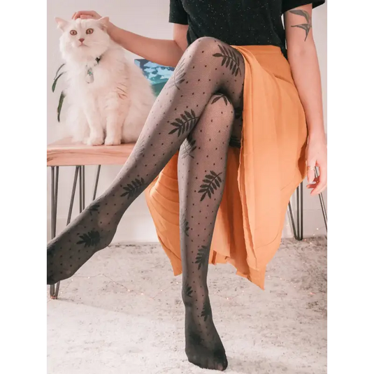 Sheer Foliage Polka Dot Tights