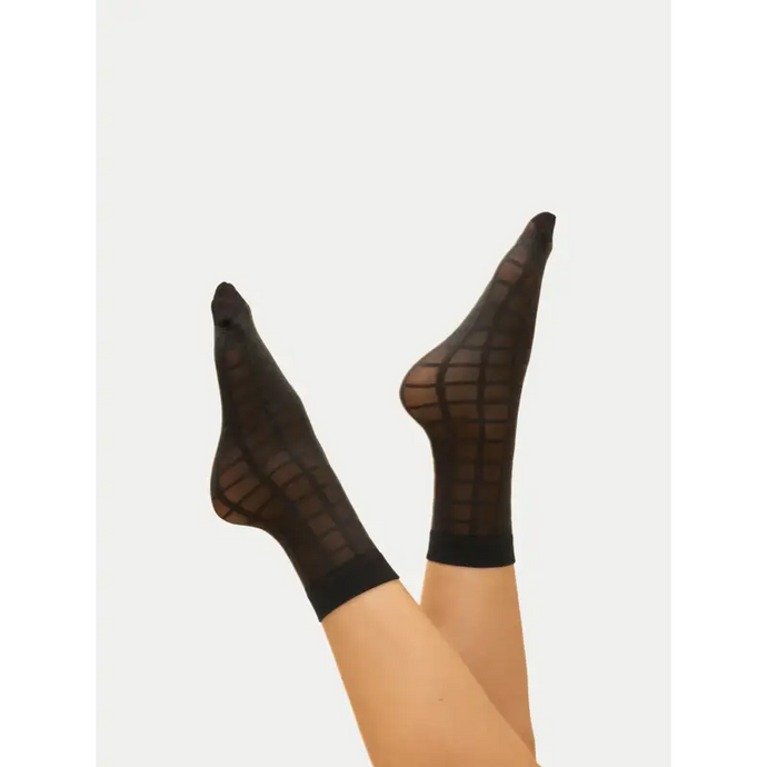 Chaussettes transparentes à carreaux - noir - 45% de réduction - From Rachel - Fev25 - Bas