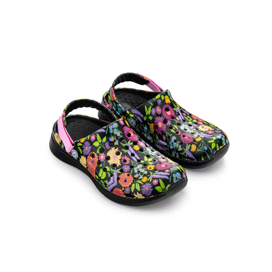Clog Moderne - Graphique Noir Peint Floral - 45% de réduction - Joybees - Chaussure