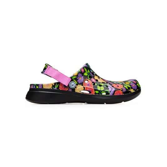 Clog Moderne - Graphique Noir Peint Floral - Joybees - Chaussure
