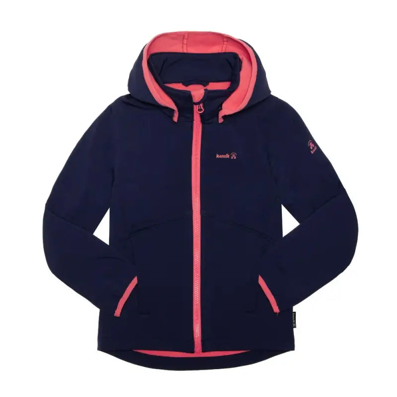 Chargez l&#39;image dans la visionneuse de la galerie, Veste en Softshell Magique Faye - couleur NAVY / CORAL - 60% de réduction - Kamik - échantillon - Manteau léger
