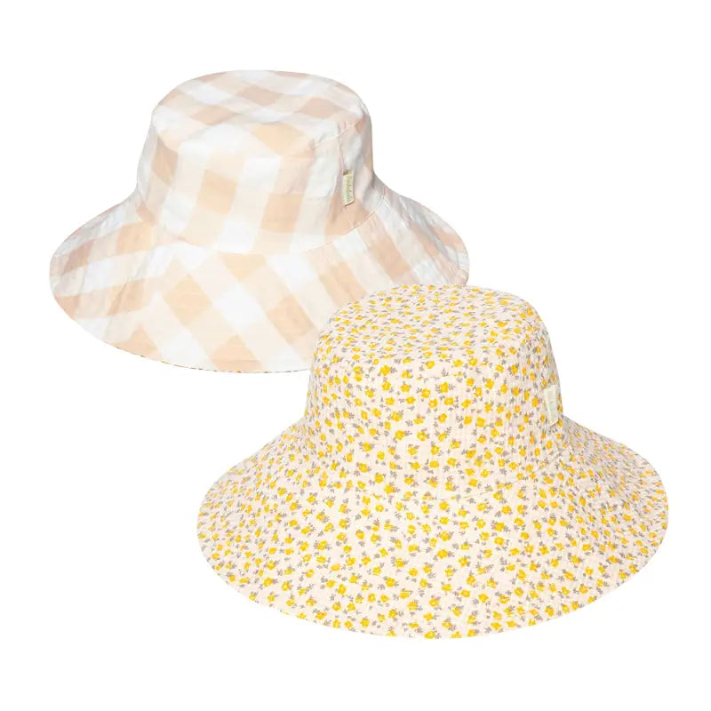 Chargez l&#39;image dans la visionneuse de la galerie, Chapeau de soleil réversible à petits carreaux vichy - 50% de réduction - Rockahula - échantillons - Accessoire enfant
