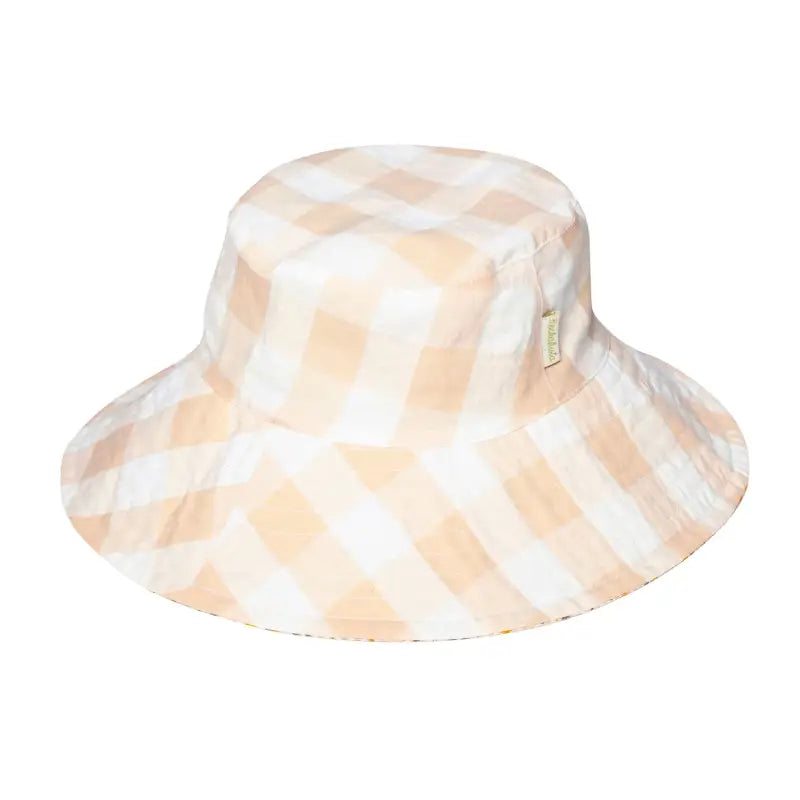 Chargez l&#39;image dans la visionneuse de la galerie, Chapeau de soleil réversible à petits carreaux vichy - 50% de réduction - Rockahula - échantillons - Accessoire enfant
