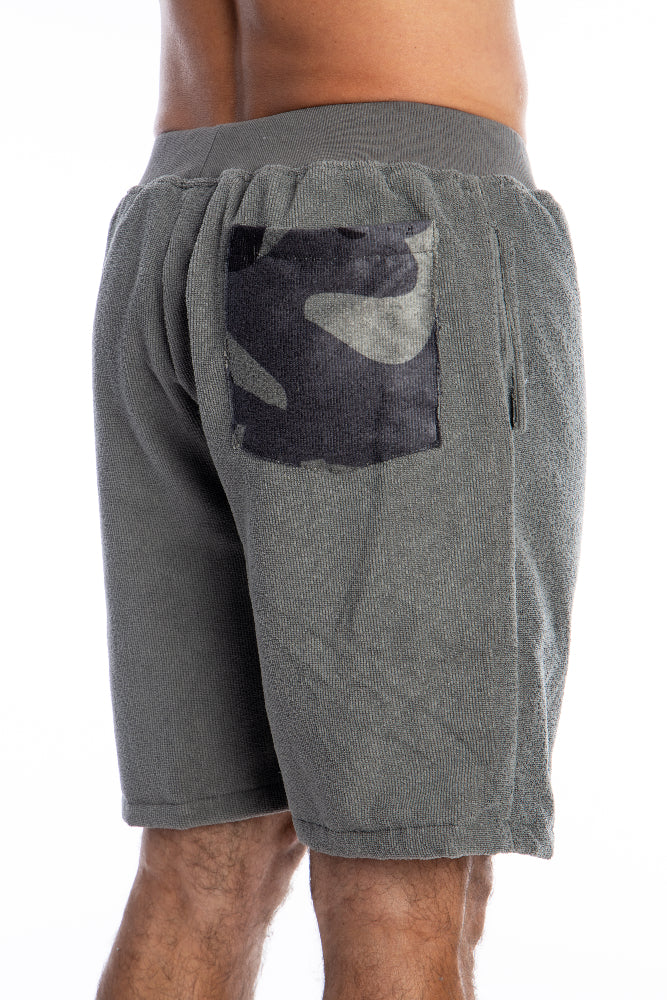 Chargez l&#39;image dans la visionneuse de la galerie, Short jogger en microfibre gris camo - Unisexe

