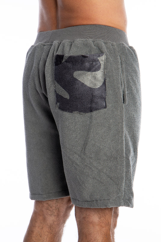 Short jogger en microfibre gris camo - Unisexe